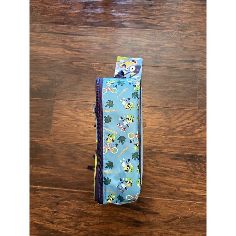 Bluey Kids Insulated Lunch Bag Blue Bike Riding Graphic School Lunchbox NWT - Picture 6 of 7
